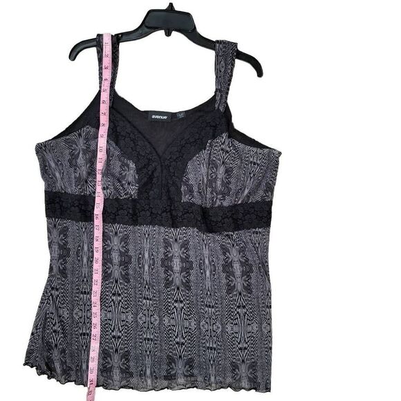 Avenue Size 2628 Lace Cami‎ Tank Top Black Gray Women's Plus Camisole - Picture 3 of 8